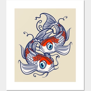 Kohaku Koi Fish Lover Yin-Yang Gift 2 Posters and Art